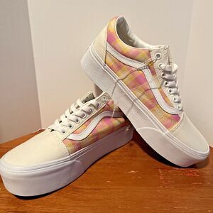 VANS Old Skool Platform M 7.5 W 9 Shoes Pastel Picnic Plaid Sneakers VN0A7Q5MGBX